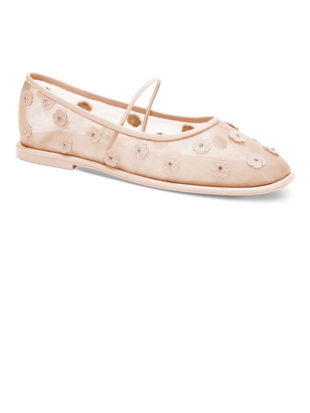 Coach Floral Appliqué Mesh Ballet Flat in Blush